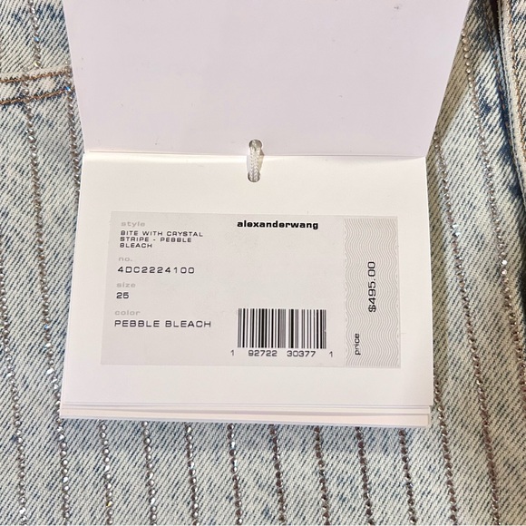 ALEXANDER WANG Crystal-embellished denim shorts Size 25 New with Tag - Picture 3 of 12